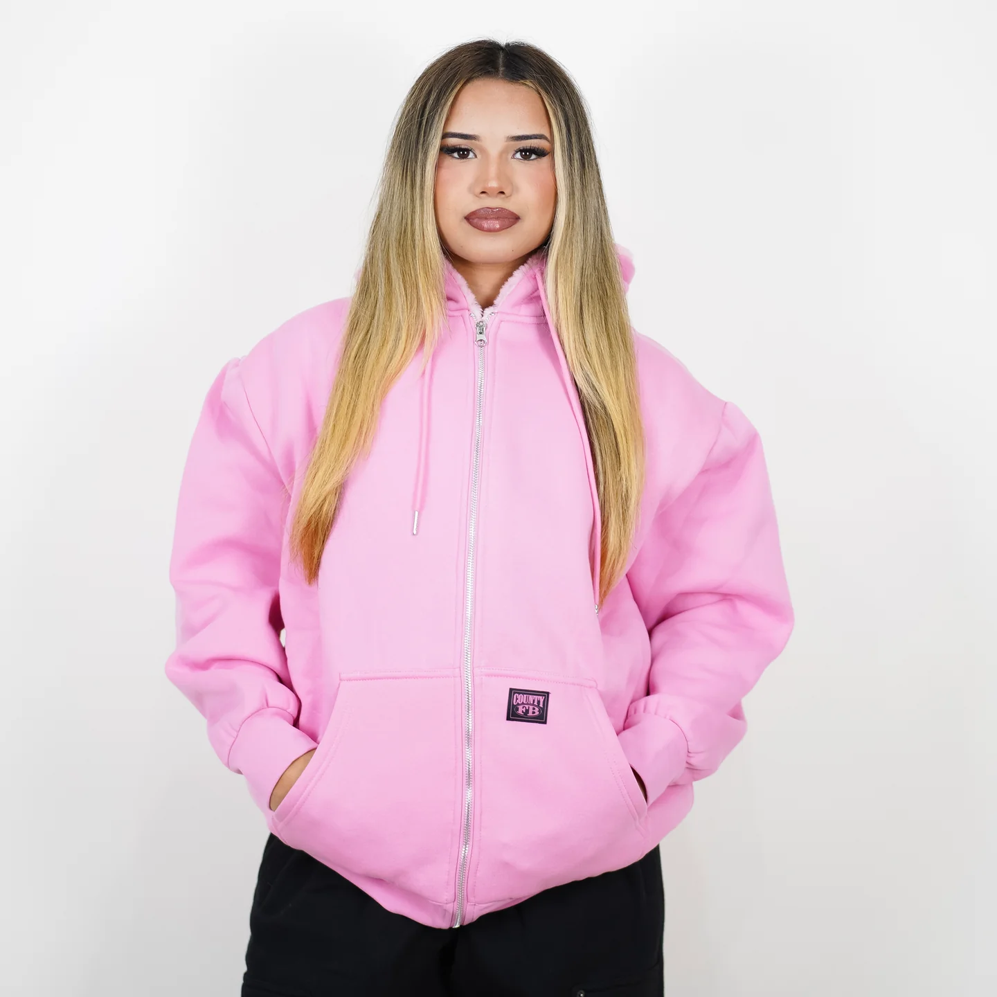 FB County Pink Zip-up Hood