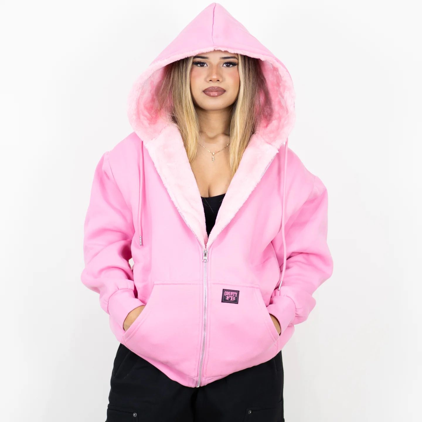 FB County Pink Zip-up Hood