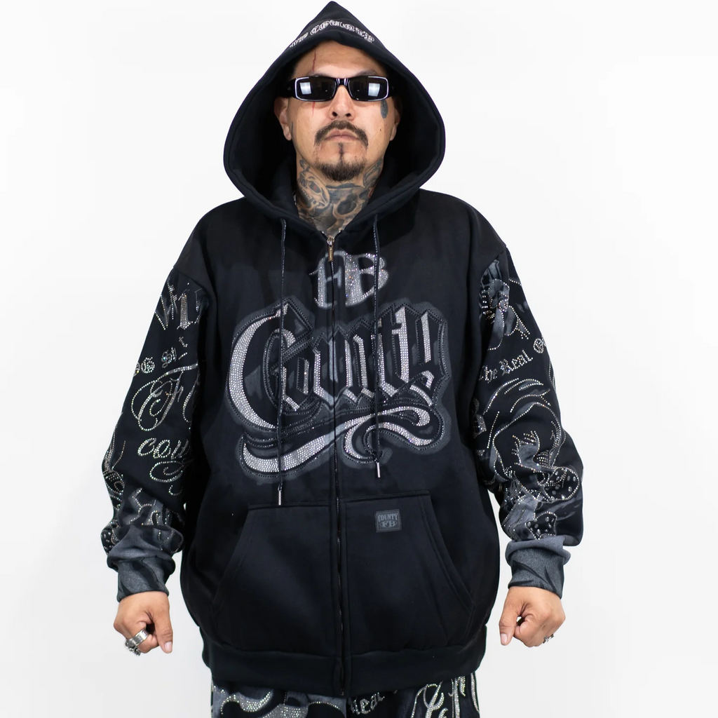 FB County Tatted Zip Up Hood