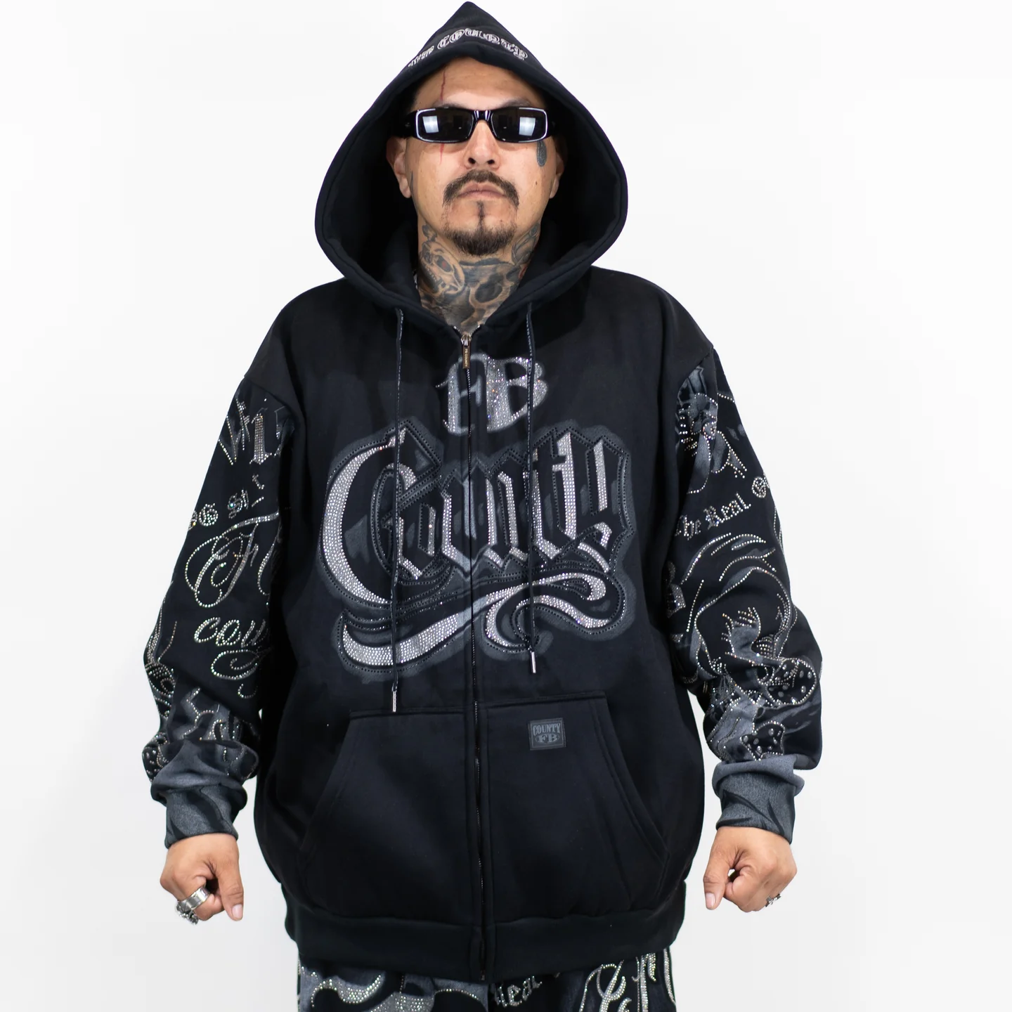 FB County Tatted Zip Up Hood