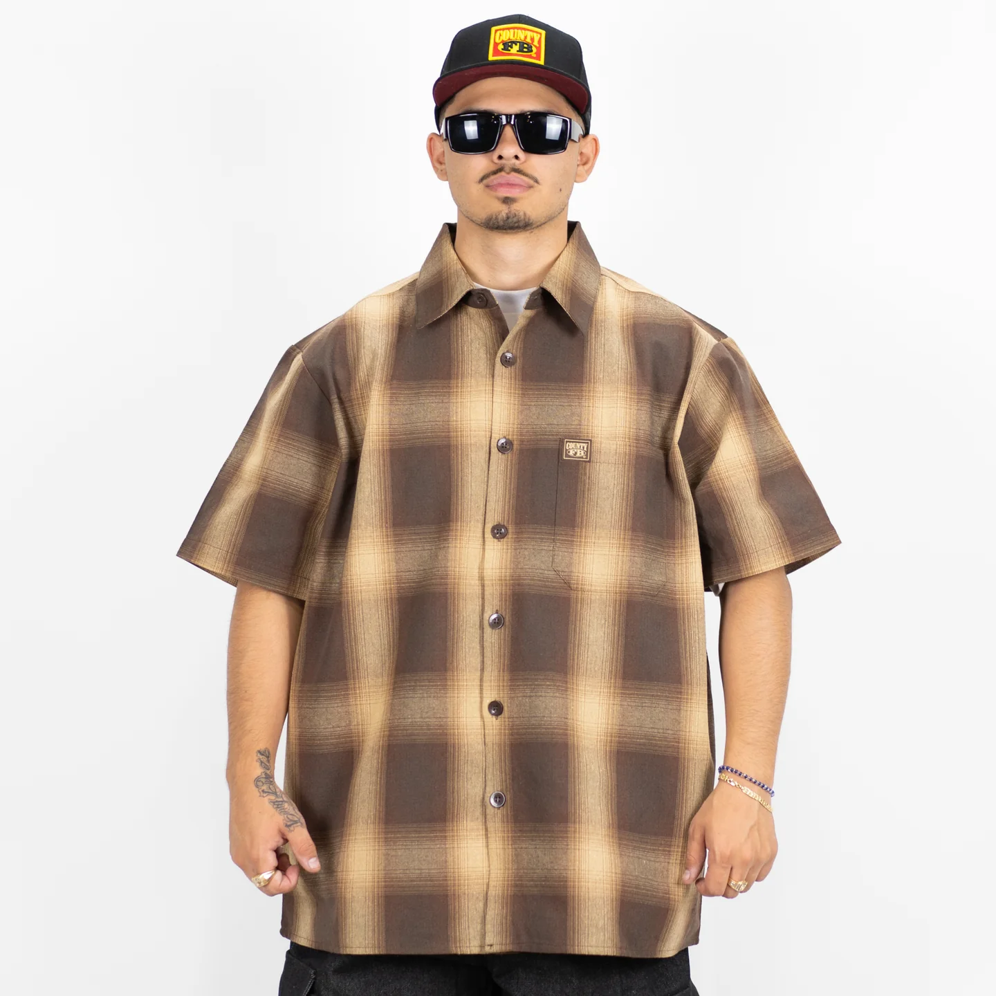 FB County Checkered Shirts Short Sleeve Button