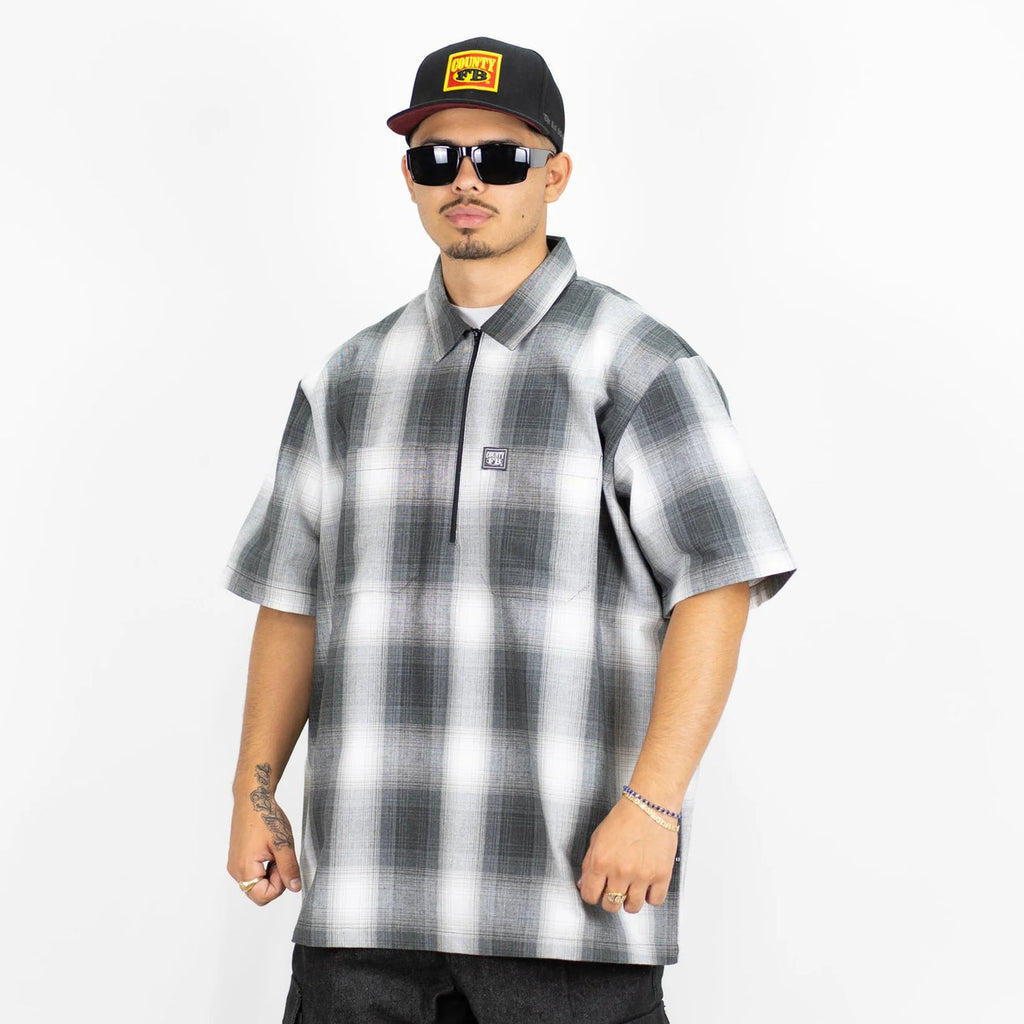 FB County Checkered Shirts Short Sleeve 1/2 Zip