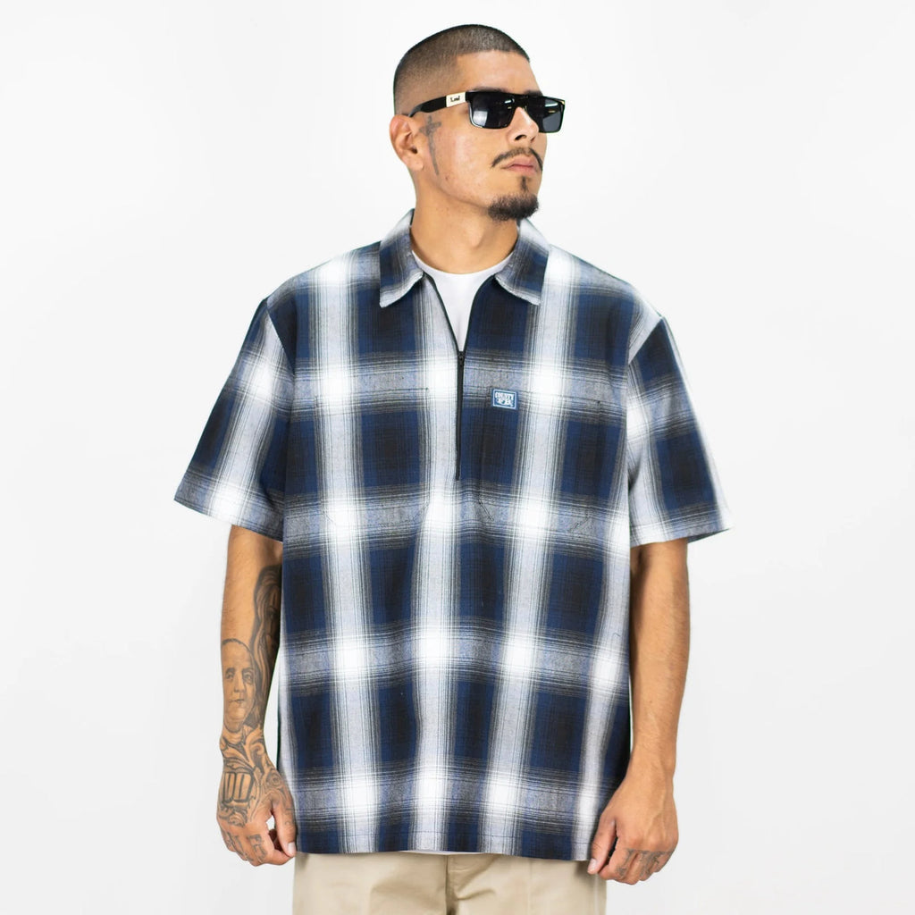 FB County Checkered Shirts Short Sleeve 1/2 Zip