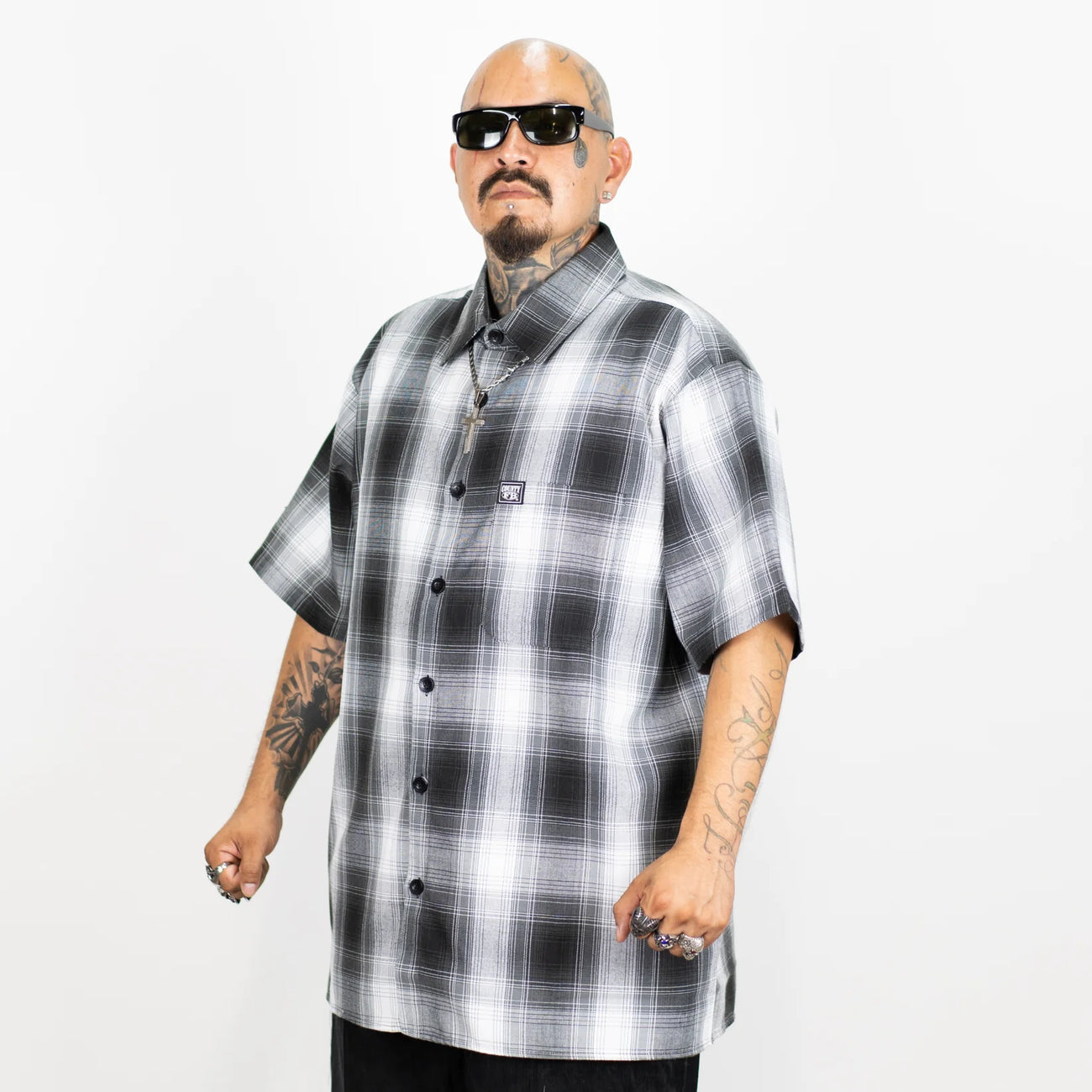 FB County Checkered Shirts Short Sleeve 1/2 Zip