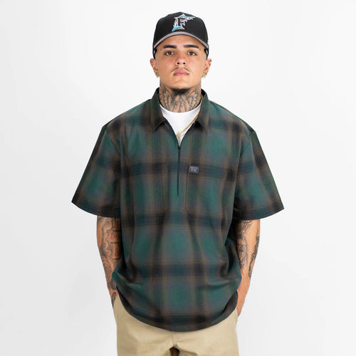 FB County Checkered Shirts Short Sleeve 1/2 Zip