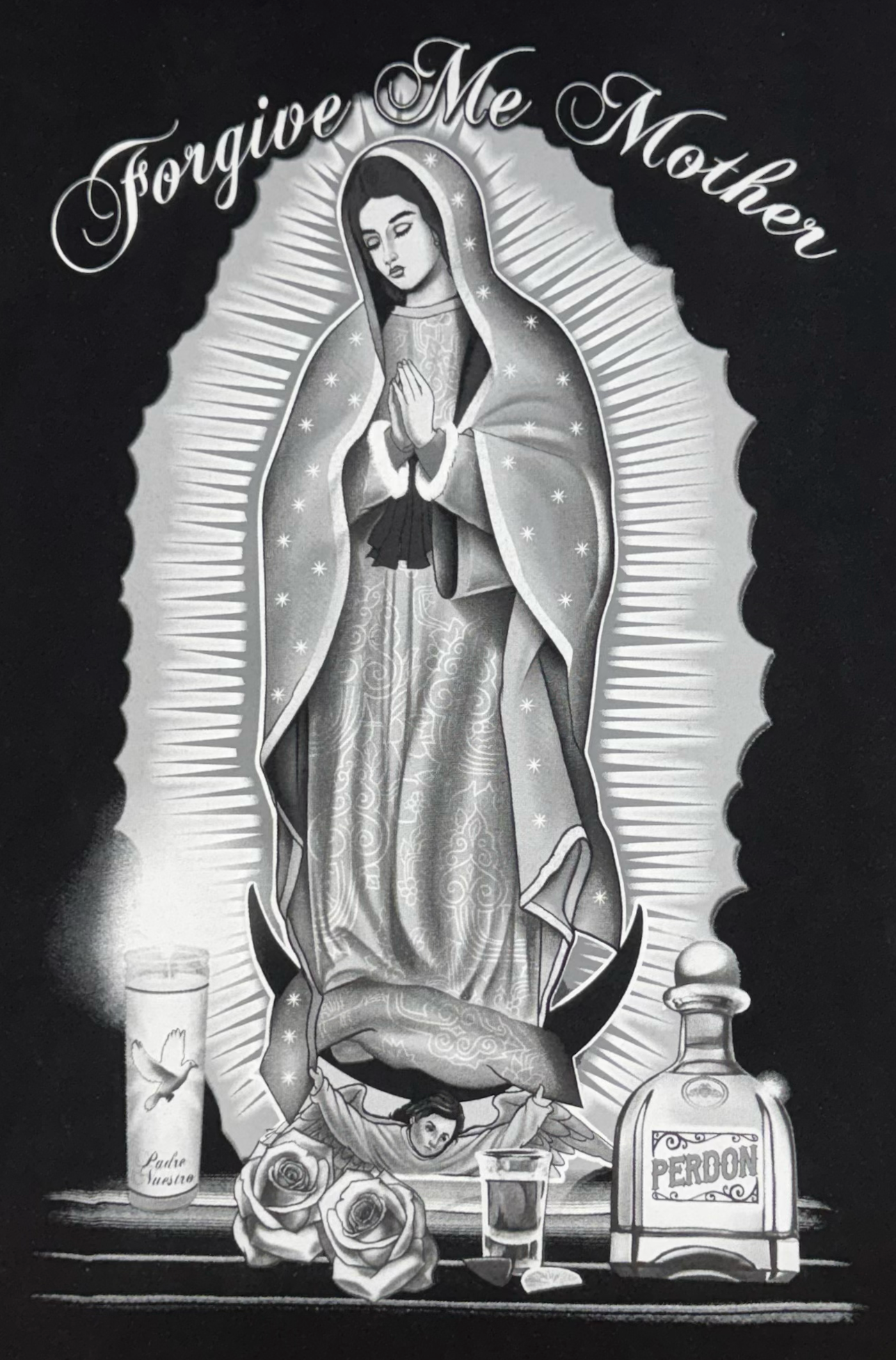 Shaka Tees BW Virgin Mary "FMM"